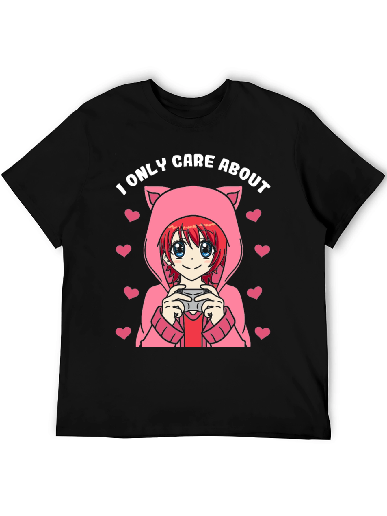Camiseta Negra Solo Me Importa Anime Gamer