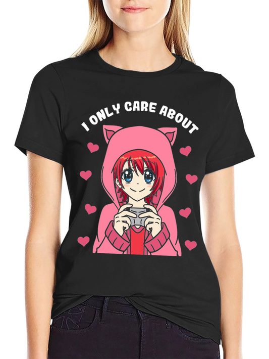 Camiseta Negra Solo Me Importa Anime Gamer