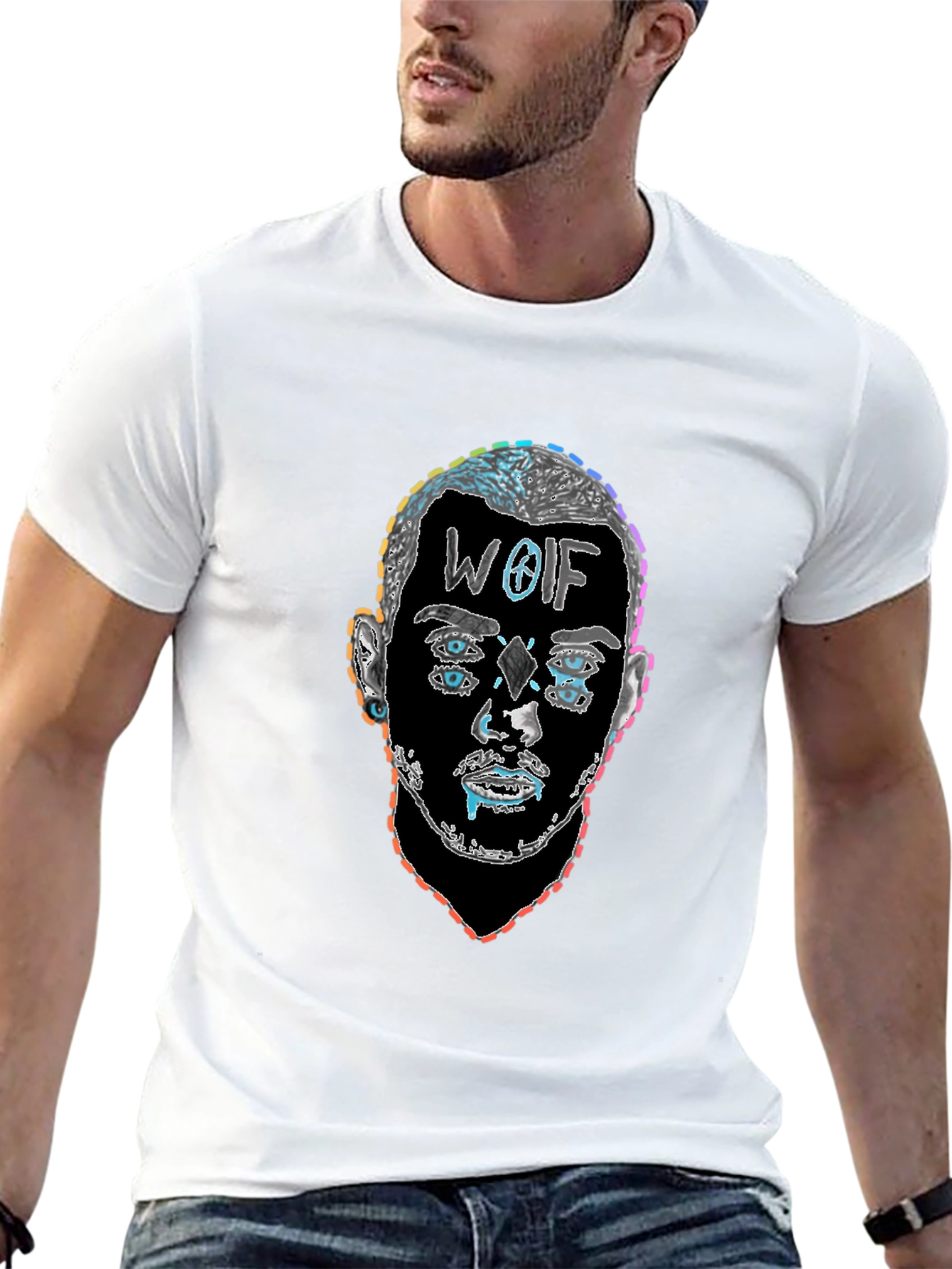 Camiseta Hombre Negra Diseño Abstracto WOIF