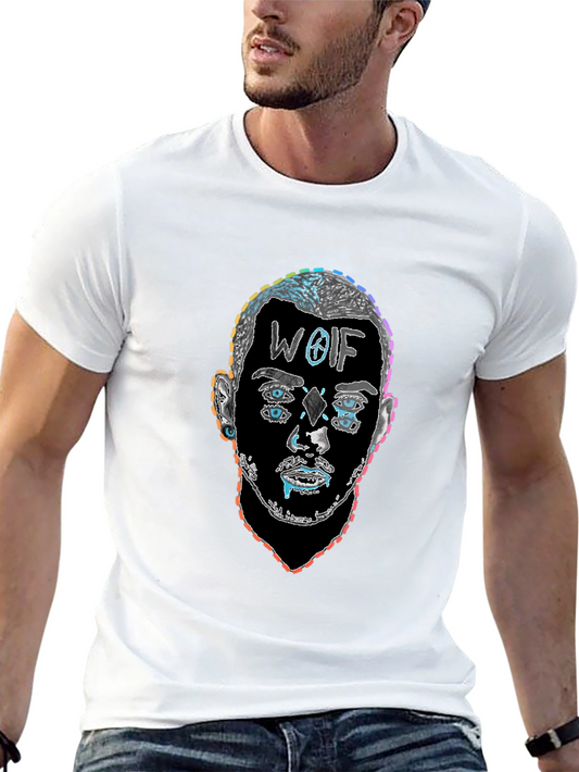 Camiseta Hombre Negra Diseño Abstracto WOIF