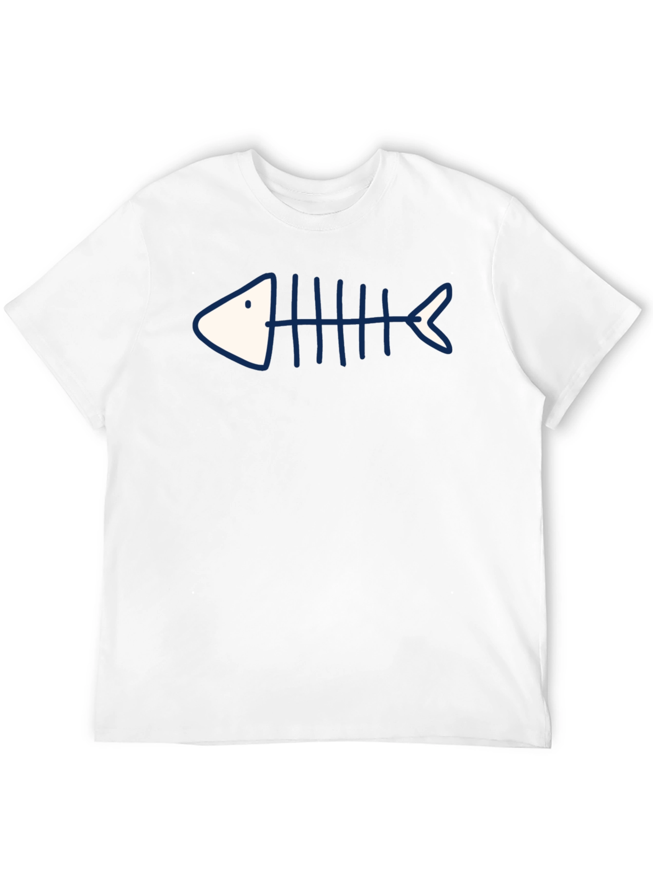 Camiseta Negra con Diseño de Esqueleto de Pescado Azul