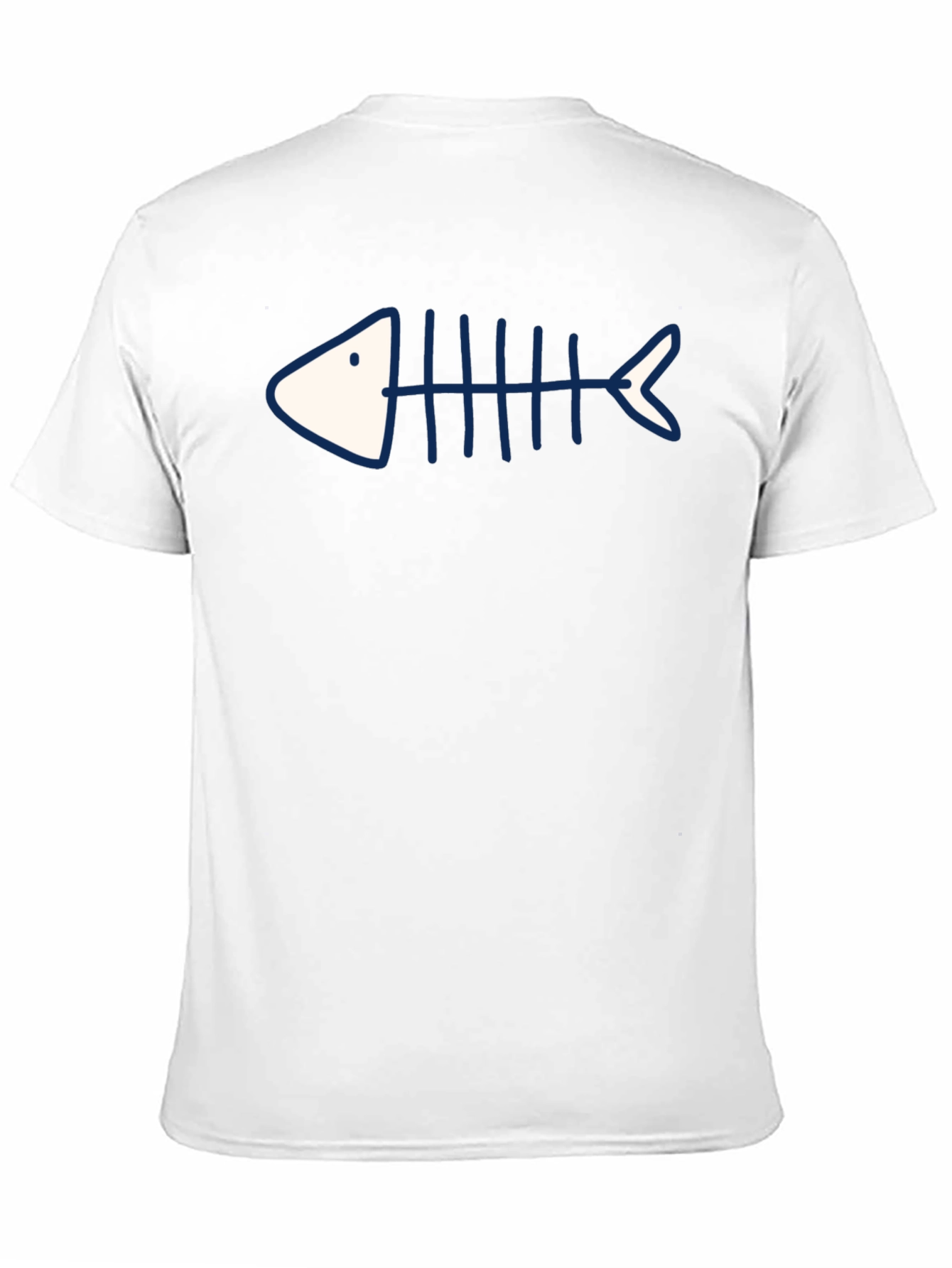 Camiseta Negra con Diseño de Esqueleto de Pescado Azul