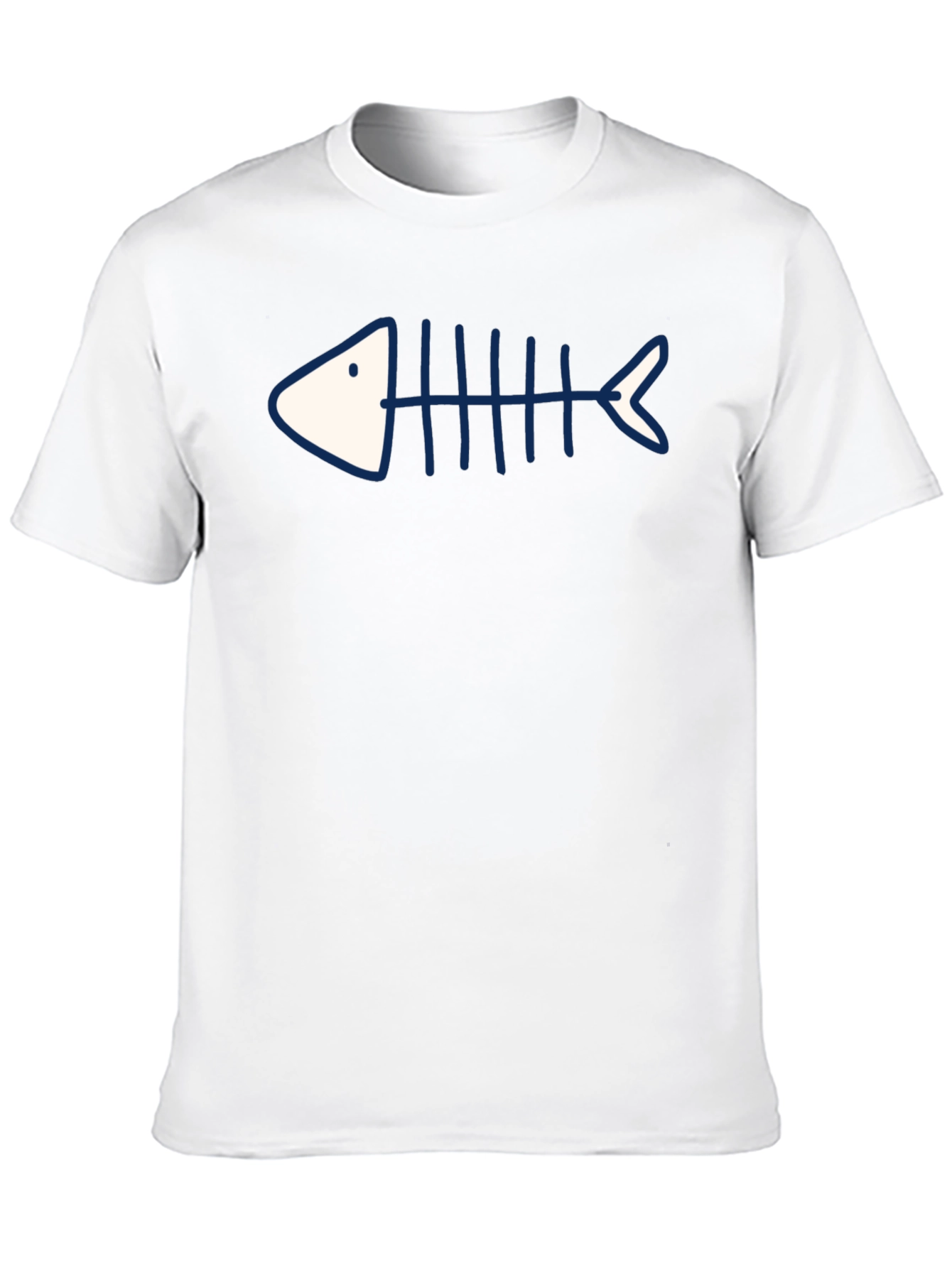 Camiseta Negra con Diseño de Esqueleto de Pescado Azul
