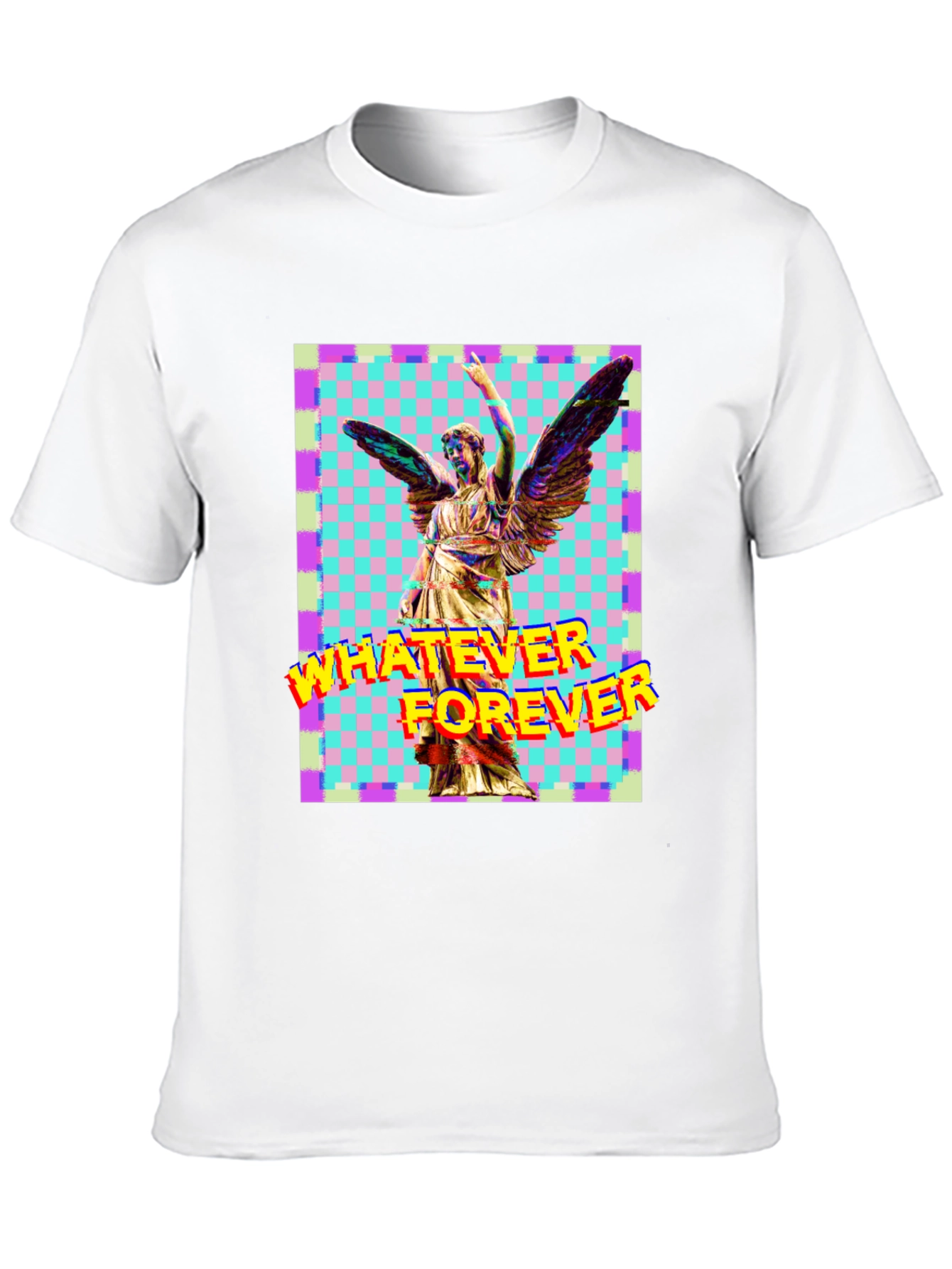 Camiseta Negra con Diseño Artístico de Ángel y Texto