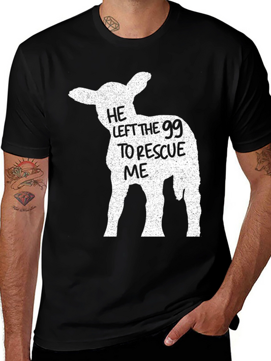 Camiseta Negra Cristiana: Él Dejó a los 99 para Rescatarme