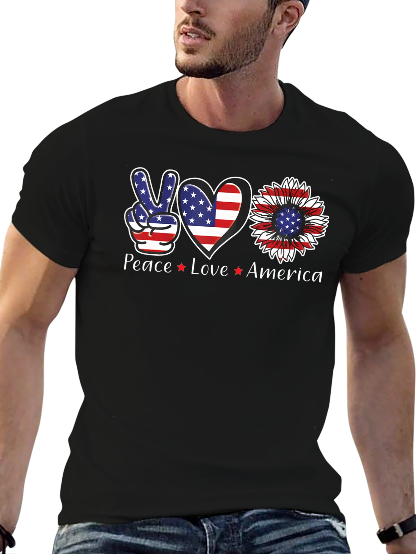 Camiseta Americana: Paz Amor USA