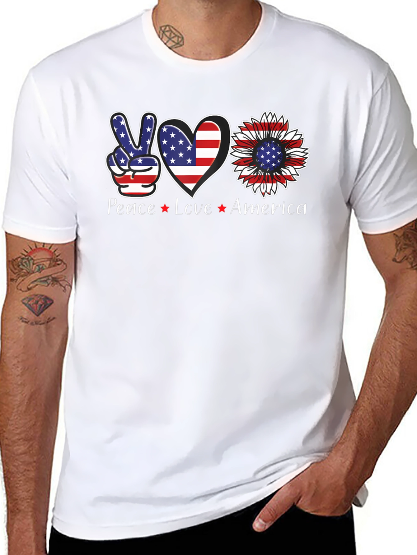 Camiseta Americana: Paz Amor USA
