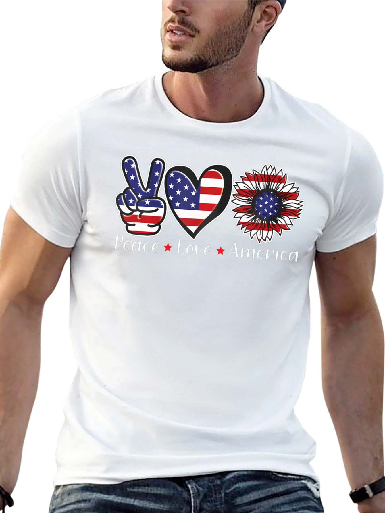 Camiseta Americana: Paz Amor USA