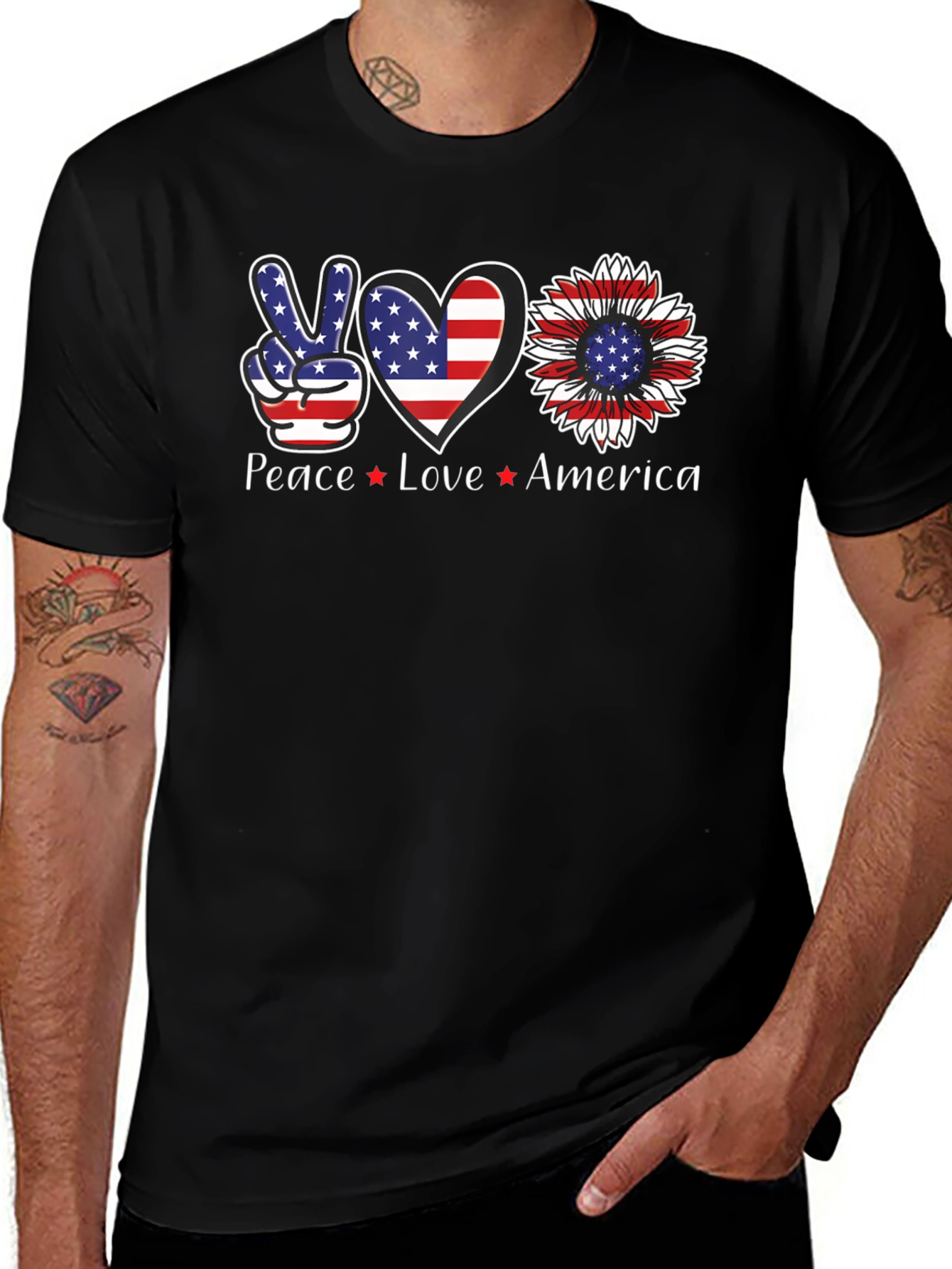 Camiseta Americana: Paz Amor USA