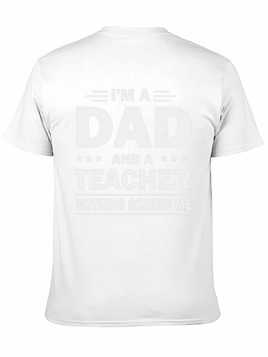 Camiseta Negra Papá y Profesor: ¡Nada me Asusta!