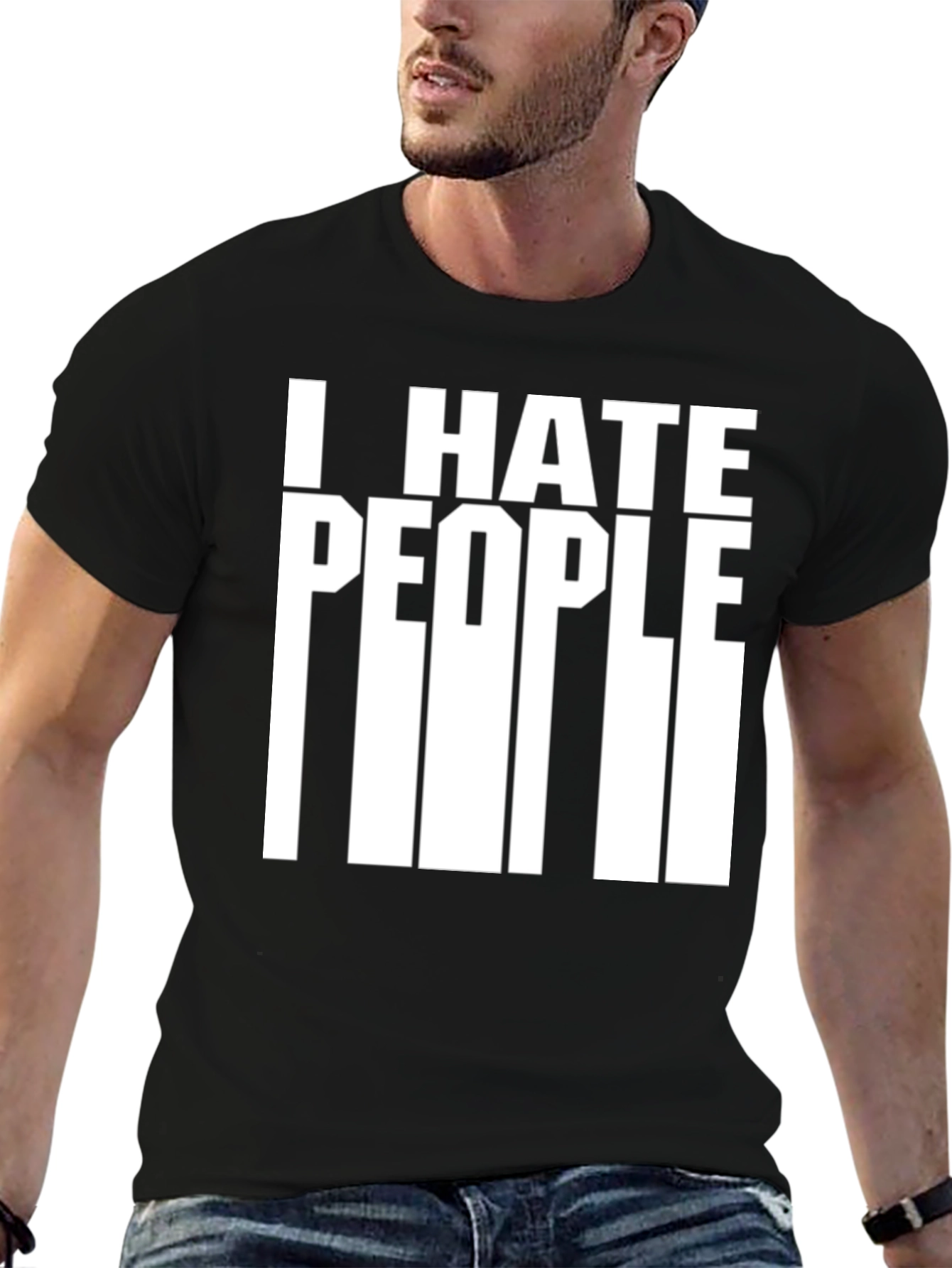 Camiseta Negra: Odio a la Gente Diseño Divertido