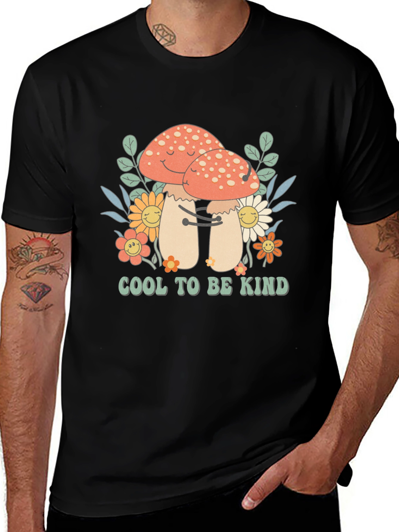 Camiseta Negra: Setas Amistosas