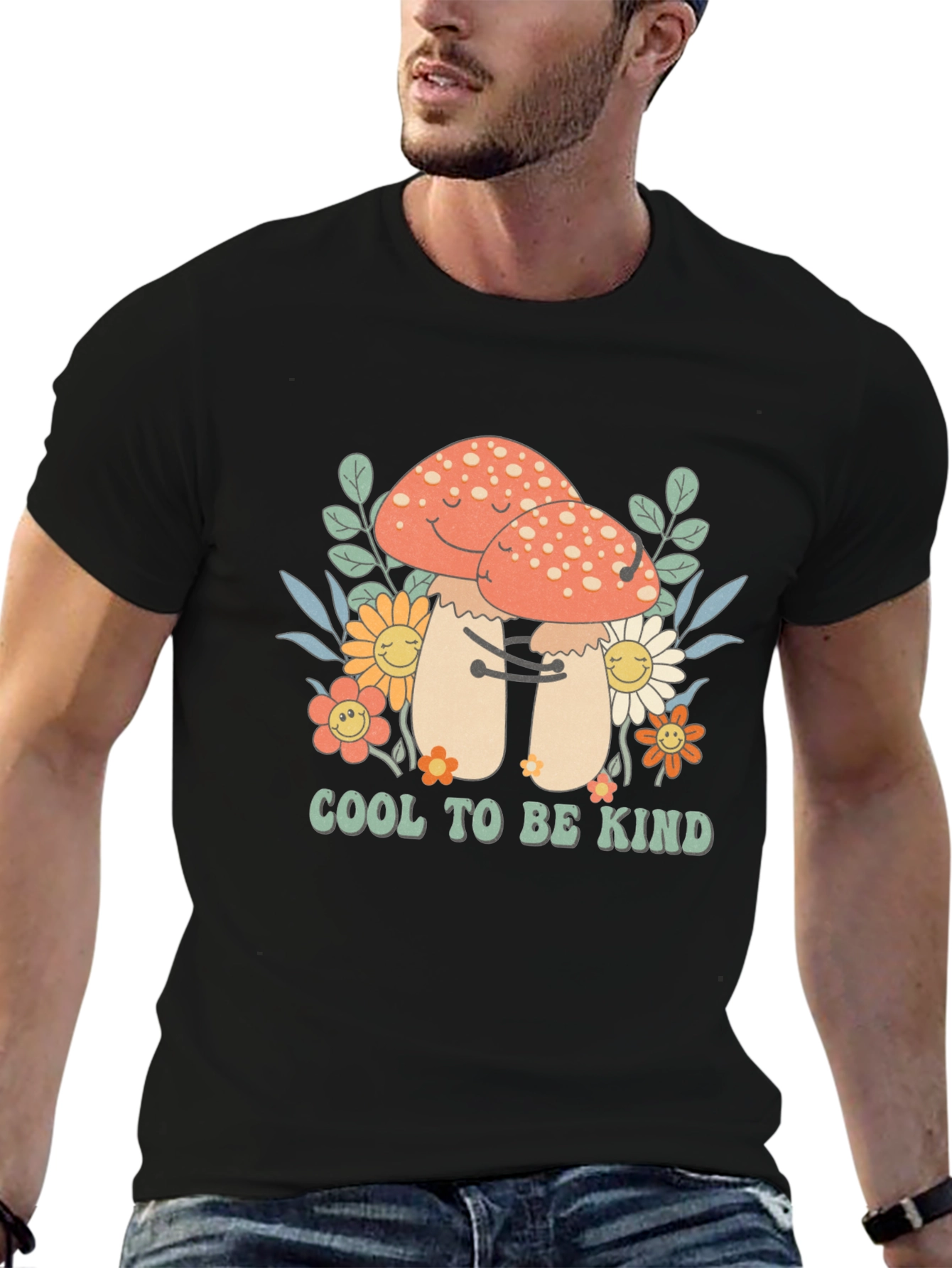 Camiseta Negra: Setas Amistosas