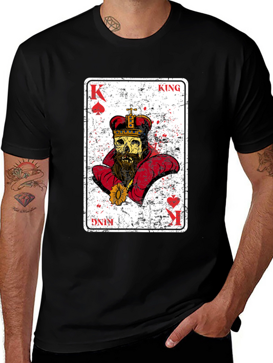 Camiseta Negra Rey Esqueleto Baraja