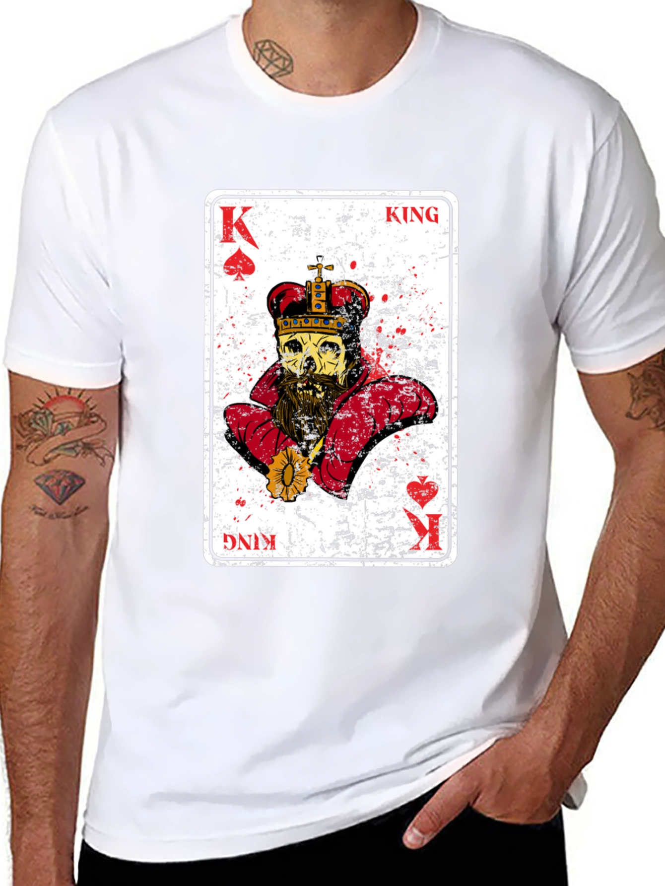 Camiseta Negra Rey Esqueleto Baraja