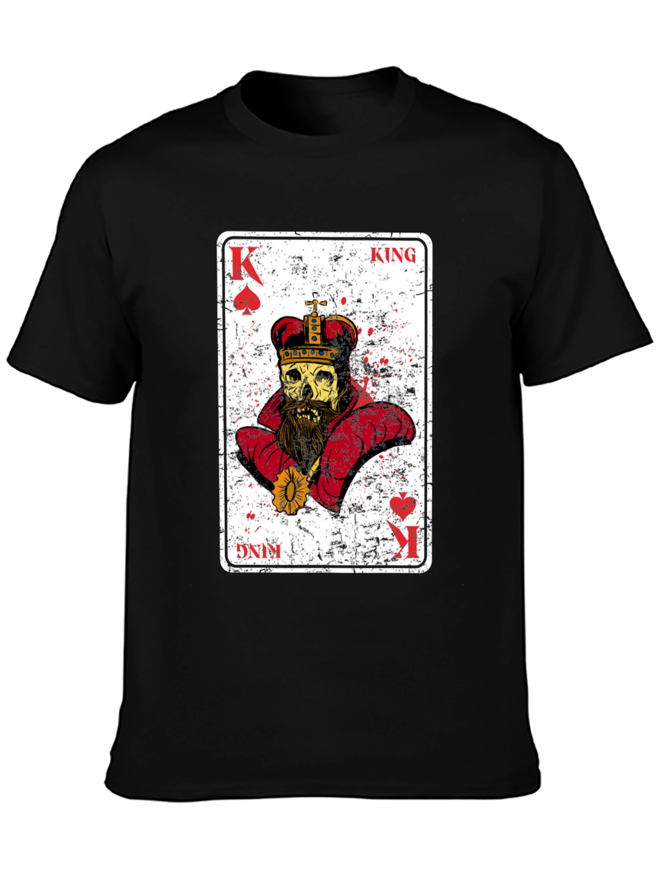 Camiseta Negra Rey Esqueleto Baraja