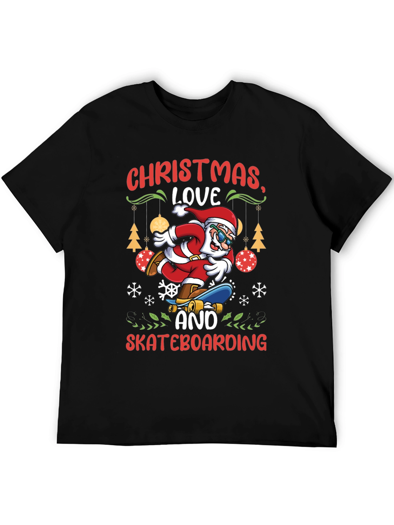 Camiseta Navideña de Santa Skateboarding