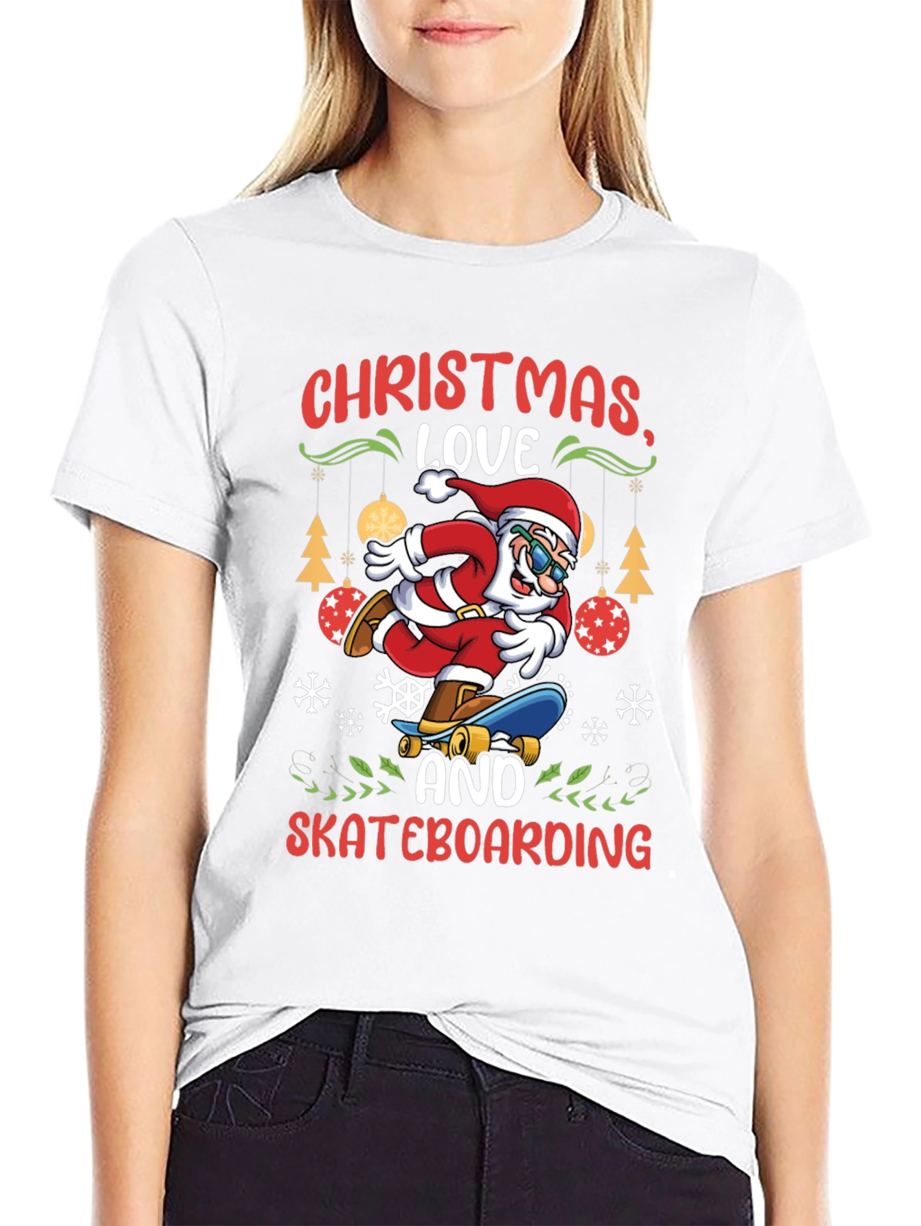 Camiseta Navideña de Santa Skateboarding