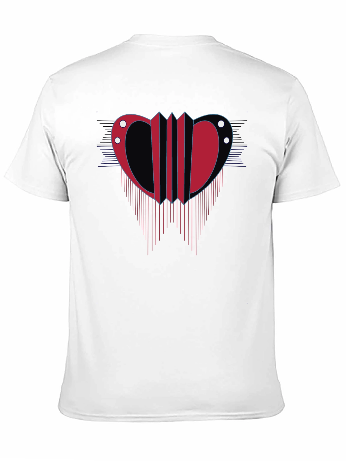Camiseta Negra con Diseño Abstracto Rojo y Azul
