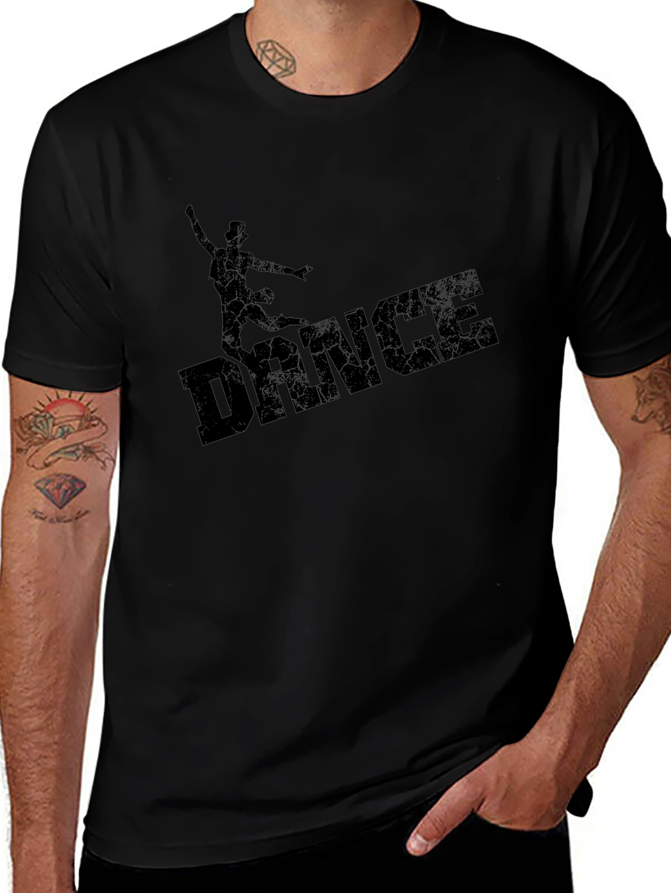 Camiseta Negra Hombre con Diseño Dance