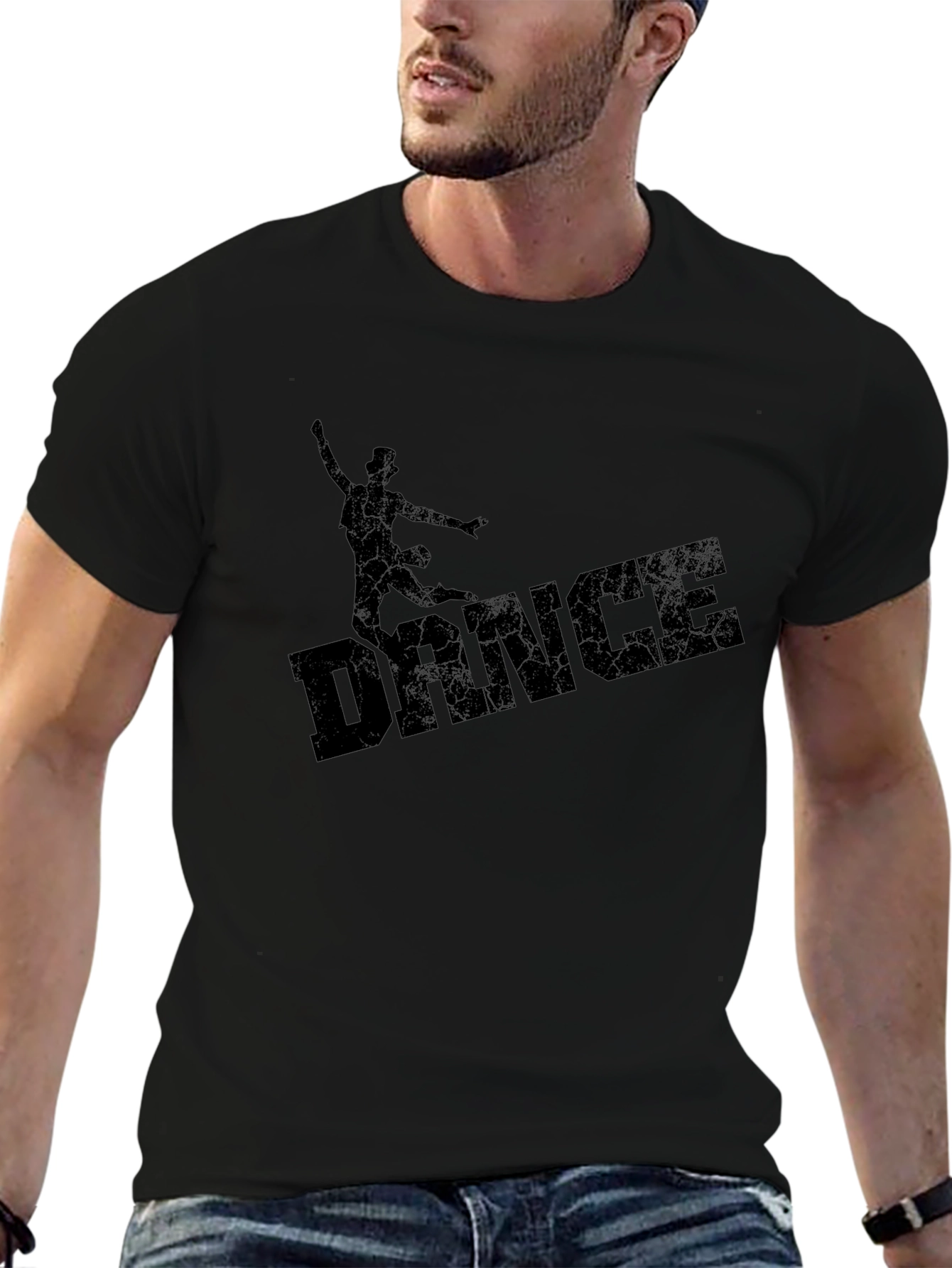 Camiseta Negra Hombre con Diseño Dance