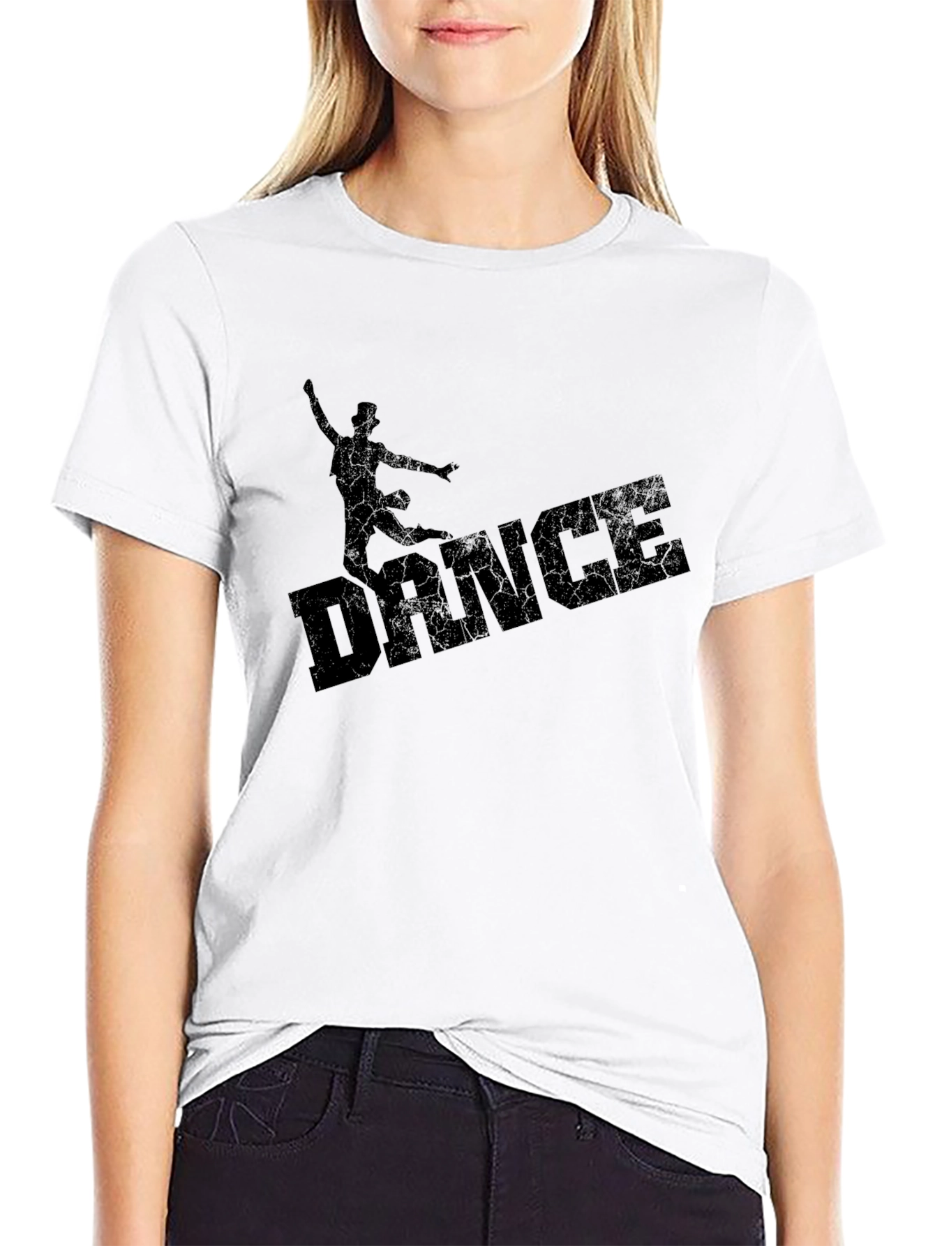 Camiseta Negra Hombre con Diseño Dance