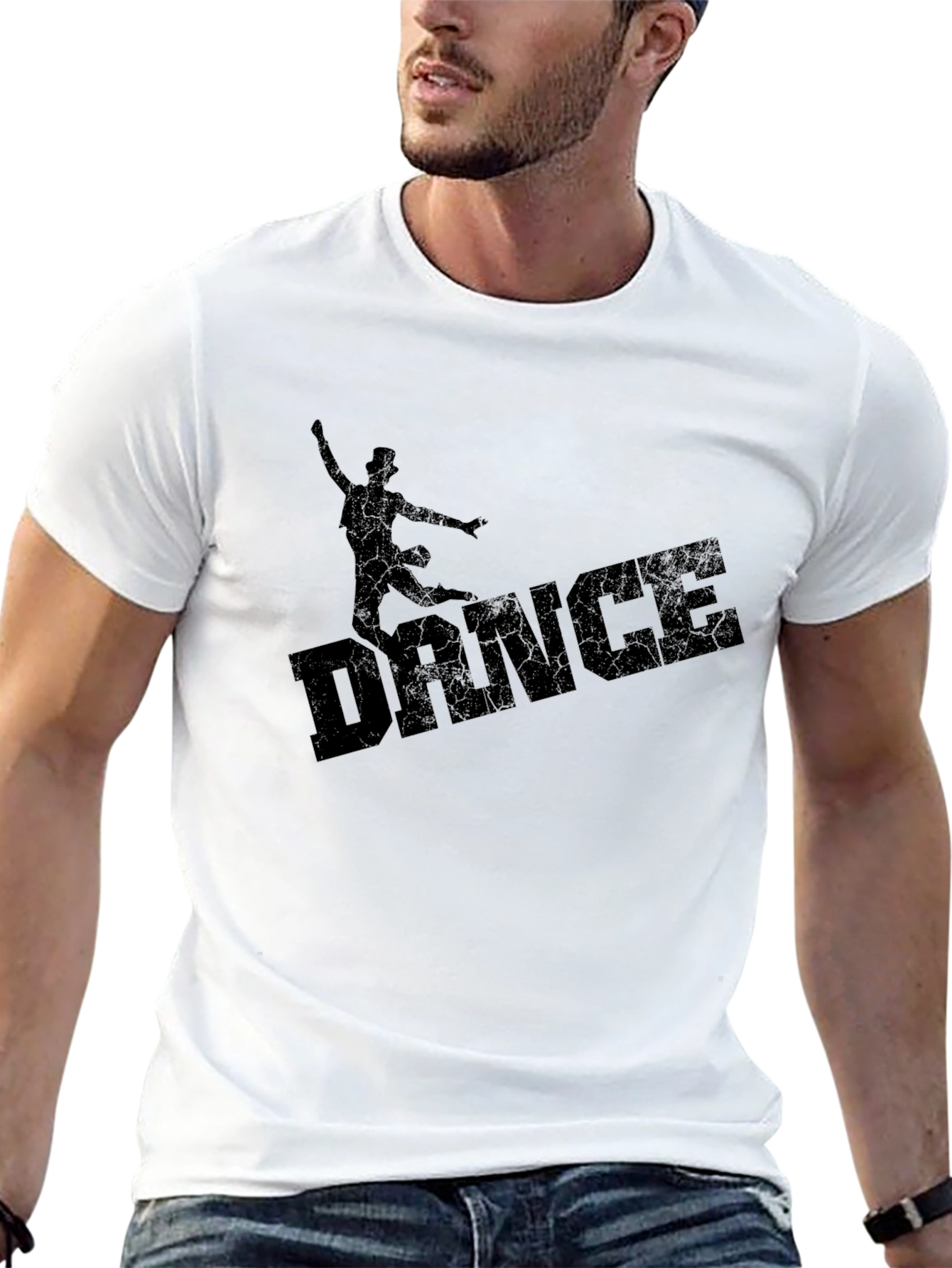 Camiseta Negra Hombre con Diseño Dance