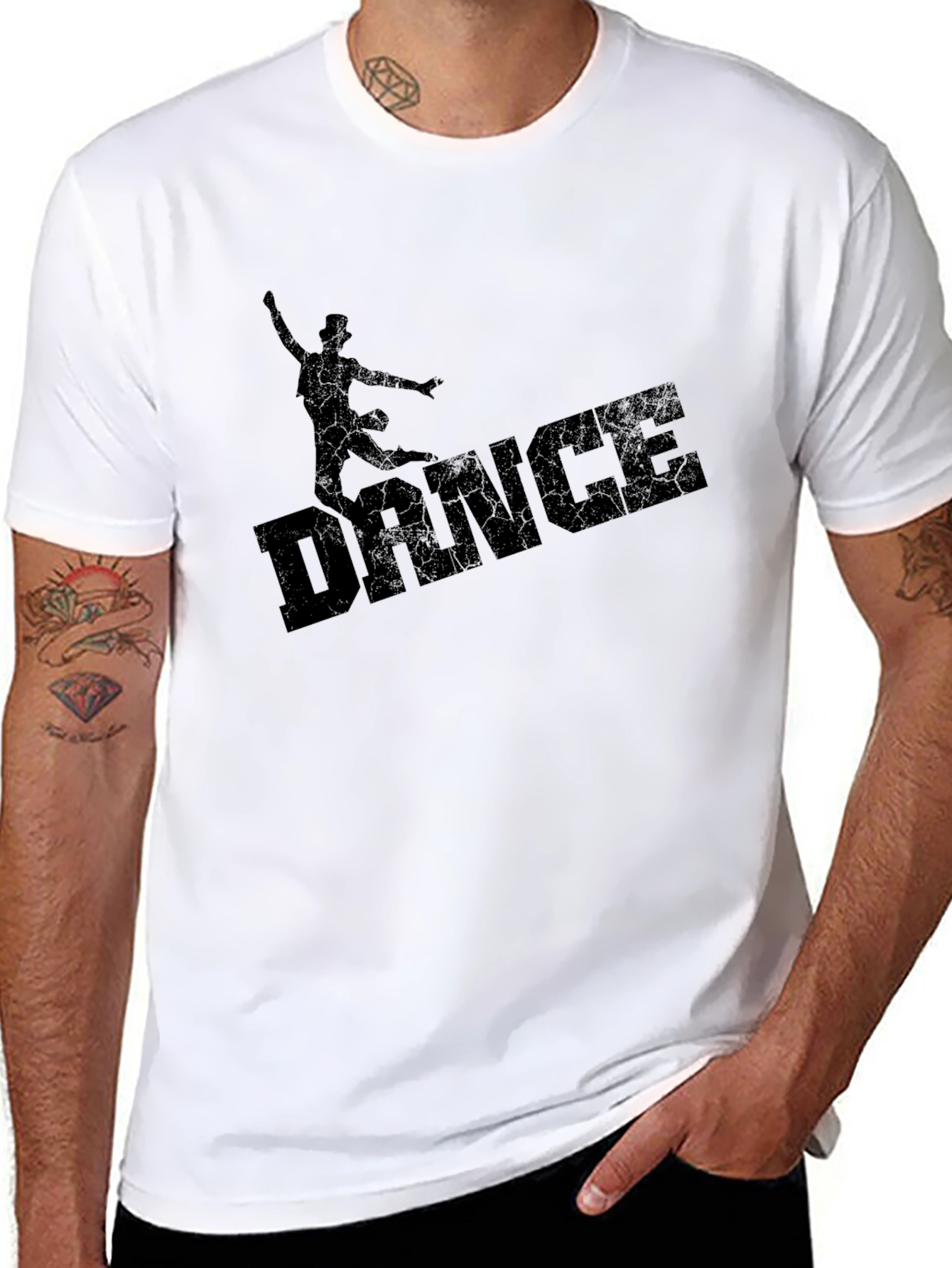 Camiseta Negra Hombre con Diseño Dance