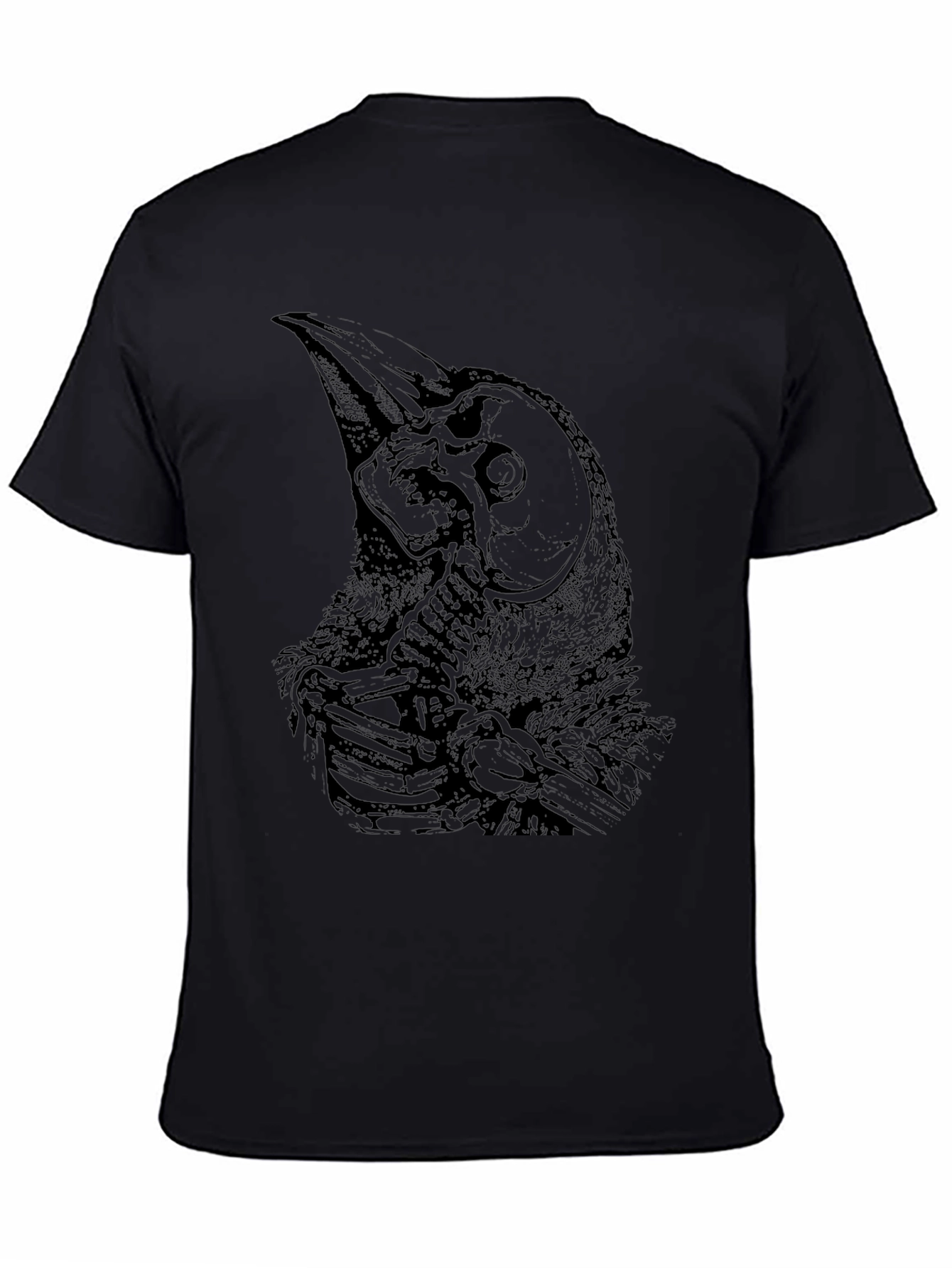 Camiseta Negra Cuervo Esqueleto