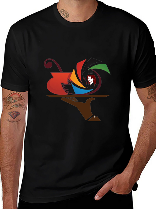 Camiseta Negra con Diseño Abstracto de Arte Moderno