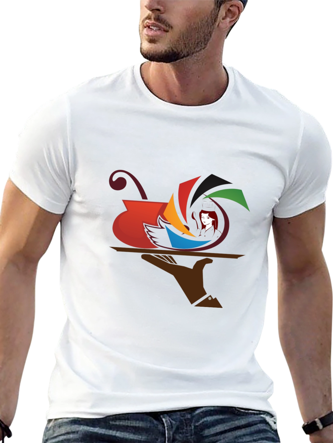 Camiseta Negra con Diseño Abstracto de Arte Moderno