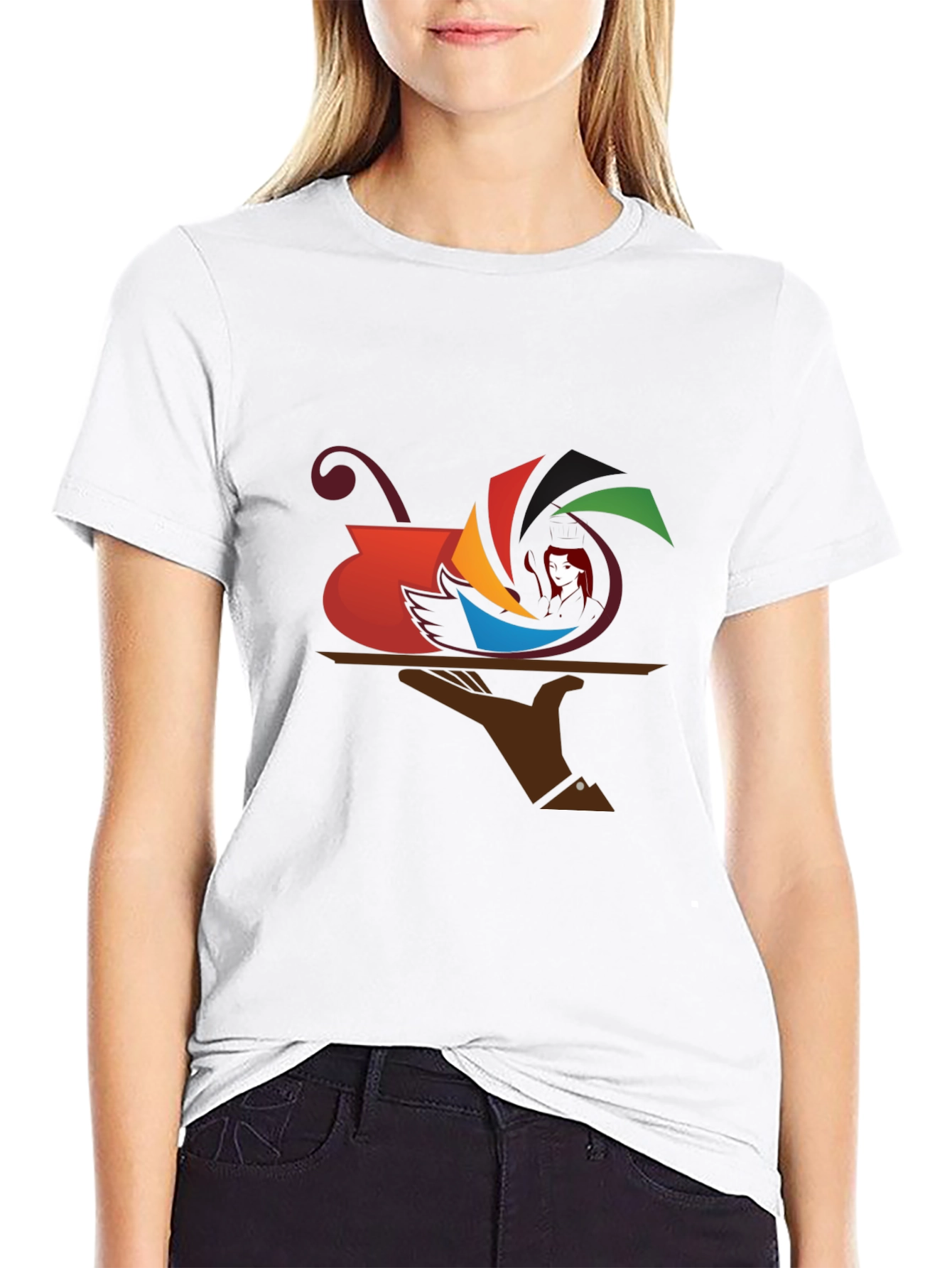 Camiseta Negra con Diseño Abstracto de Arte Moderno