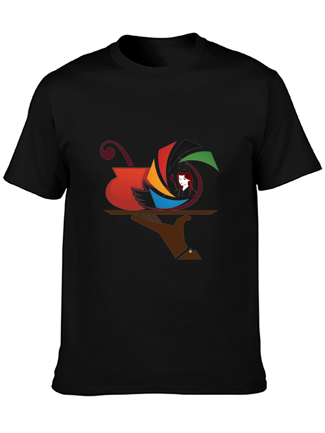 Camiseta Negra con Diseño Abstracto de Arte Moderno