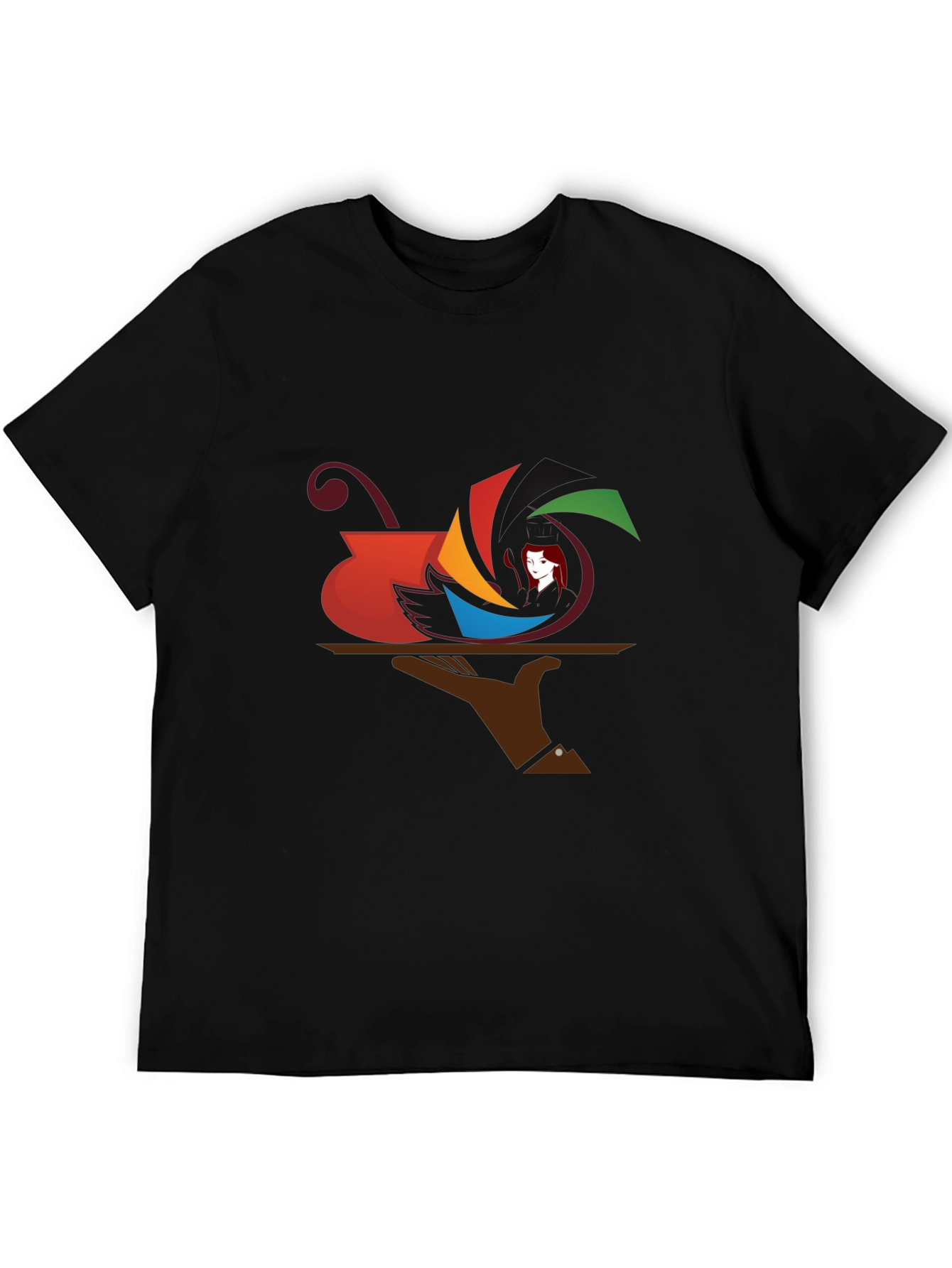 Camiseta Negra con Diseño Abstracto de Arte Moderno