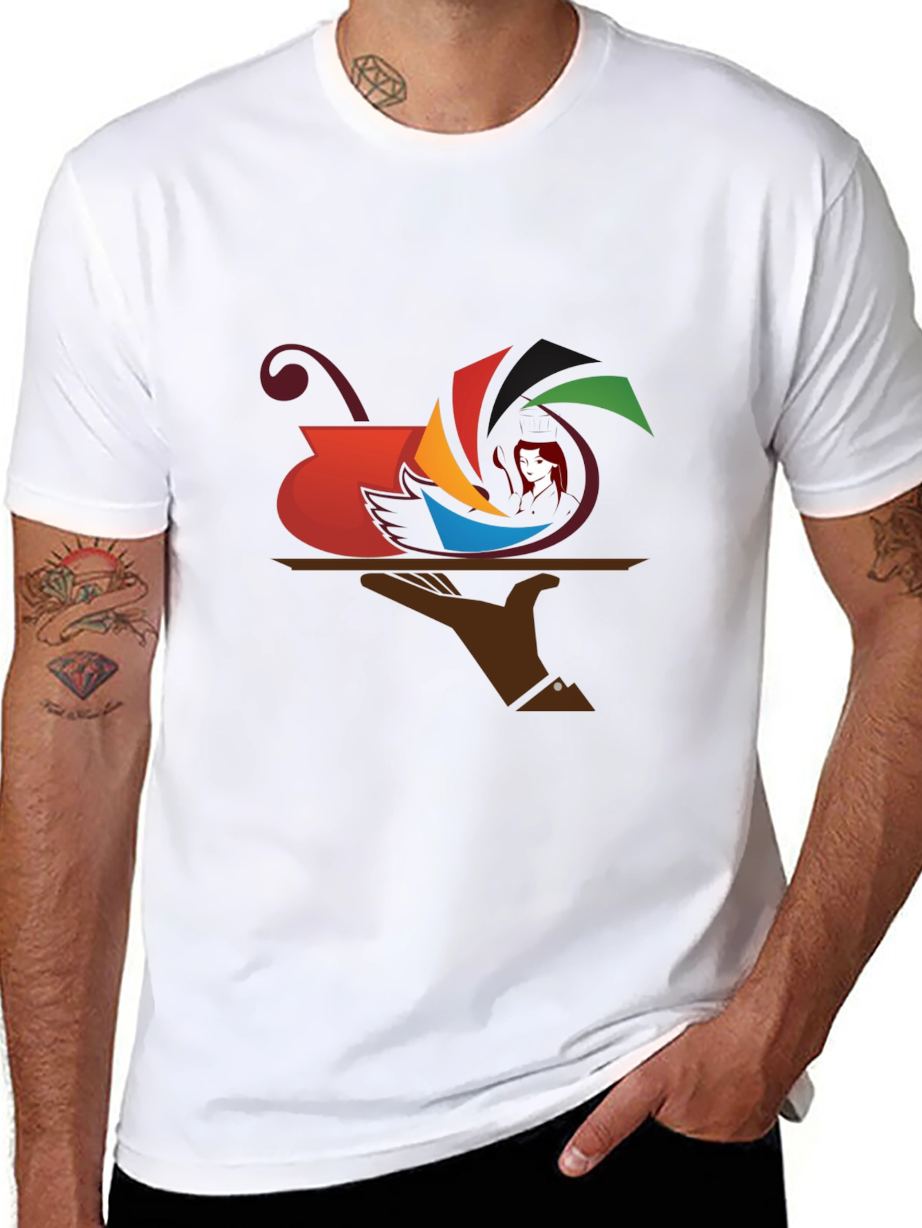 Camiseta Negra con Diseño Abstracto de Arte Moderno