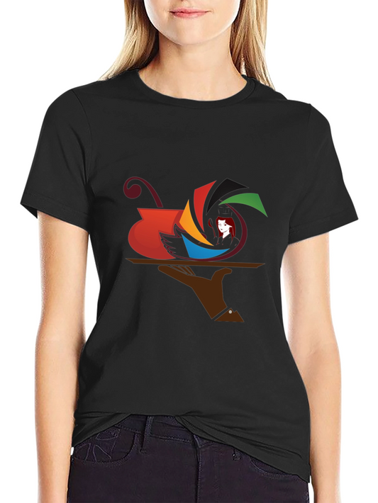 Camiseta Negra con Diseño Abstracto de Arte Moderno