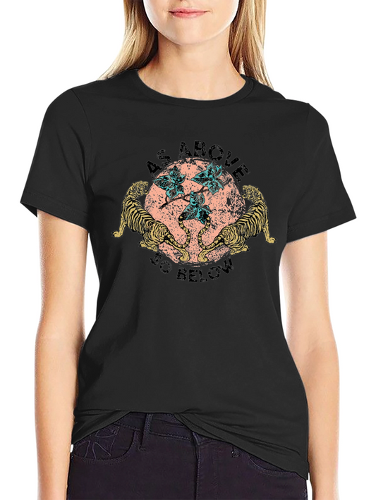 Camiseta Negra As Above So Below con Tigres