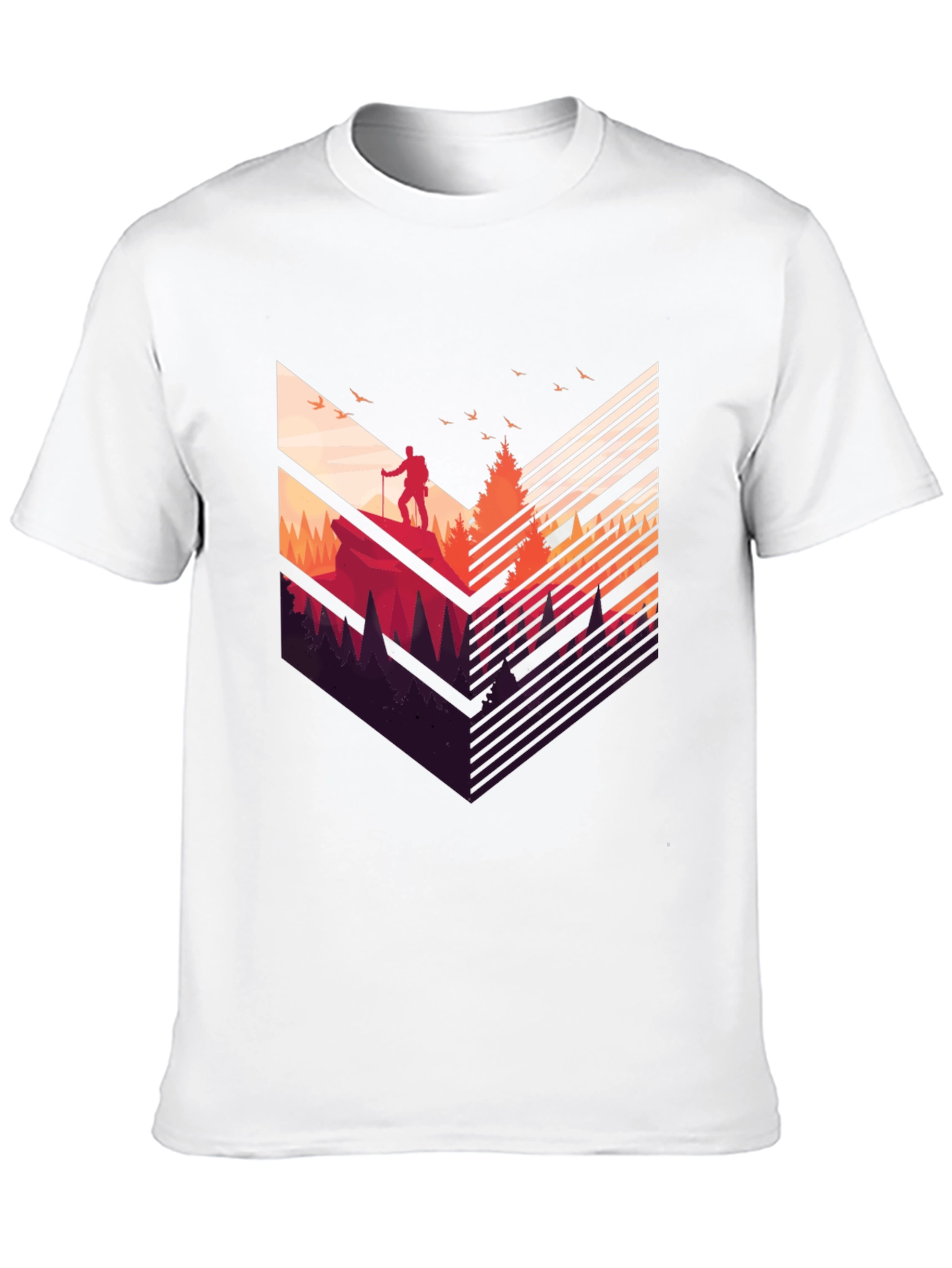 Camiseta Negra Hombre Diseño Aventurero Montaña