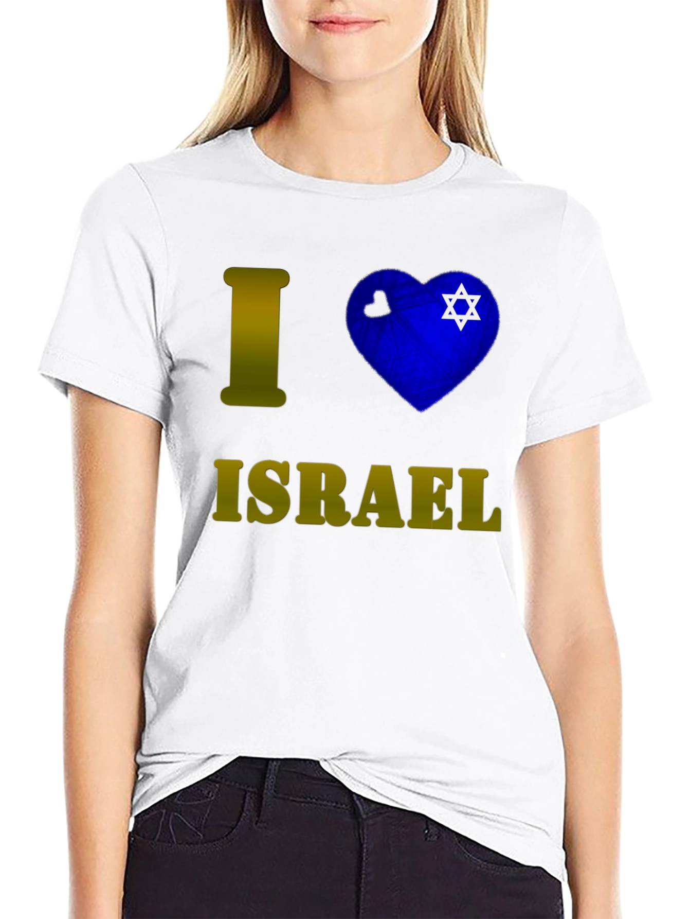 Camiseta Negra I <3 Israel para Hombre