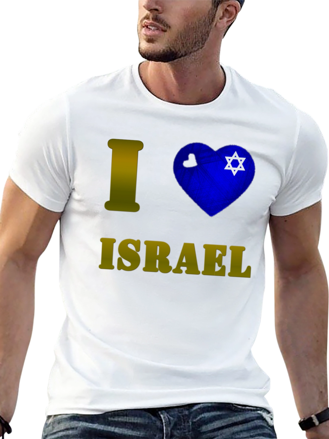 Camiseta Negra I <3 Israel para Hombre