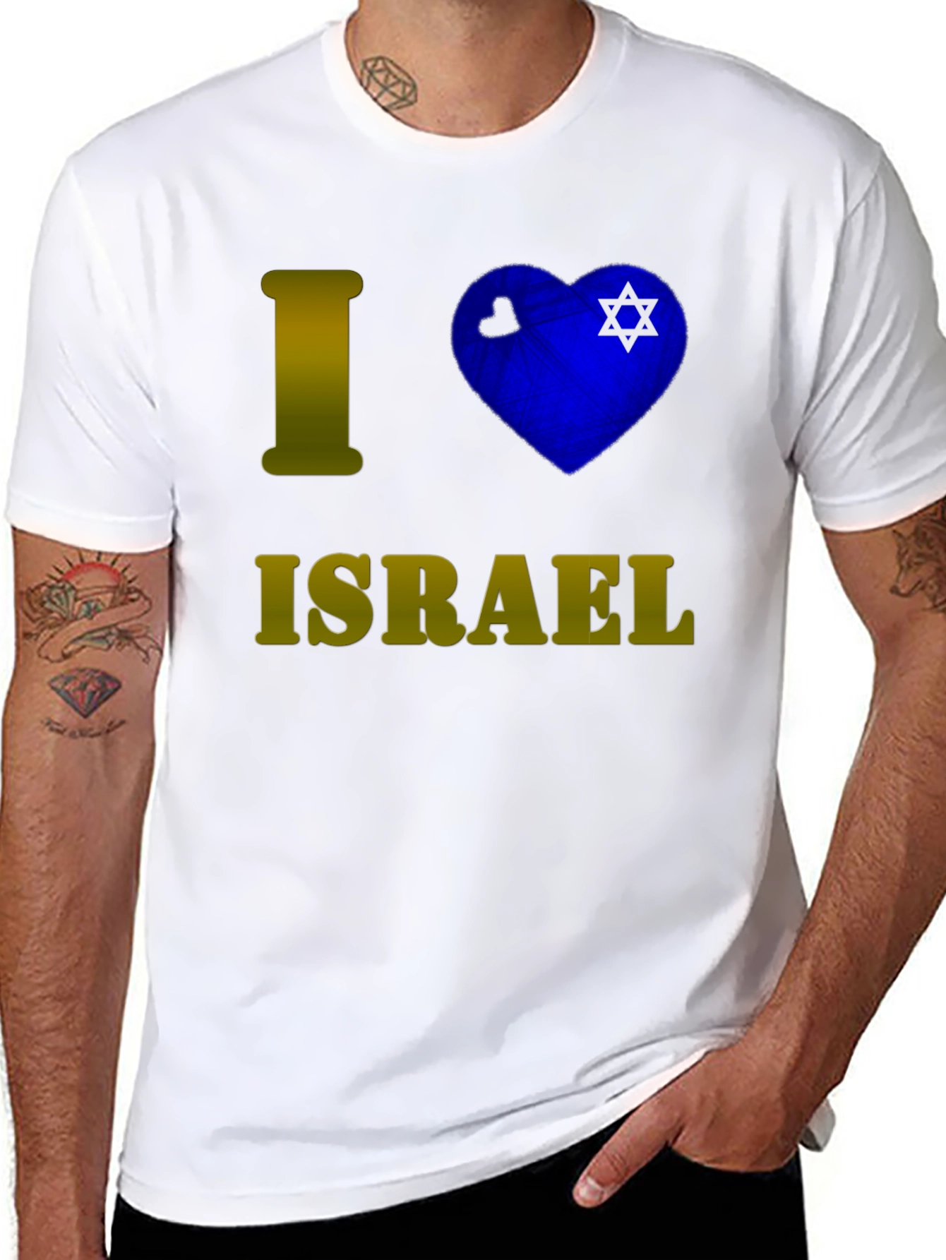 Camiseta Negra I <3 Israel para Hombre