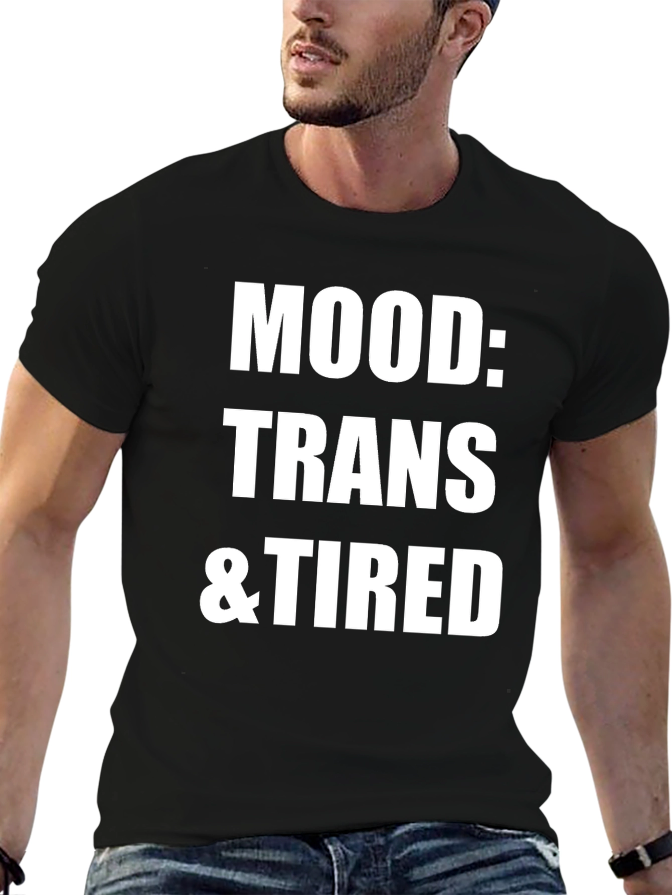 Camiseta Negra: Mood Trans & Tired