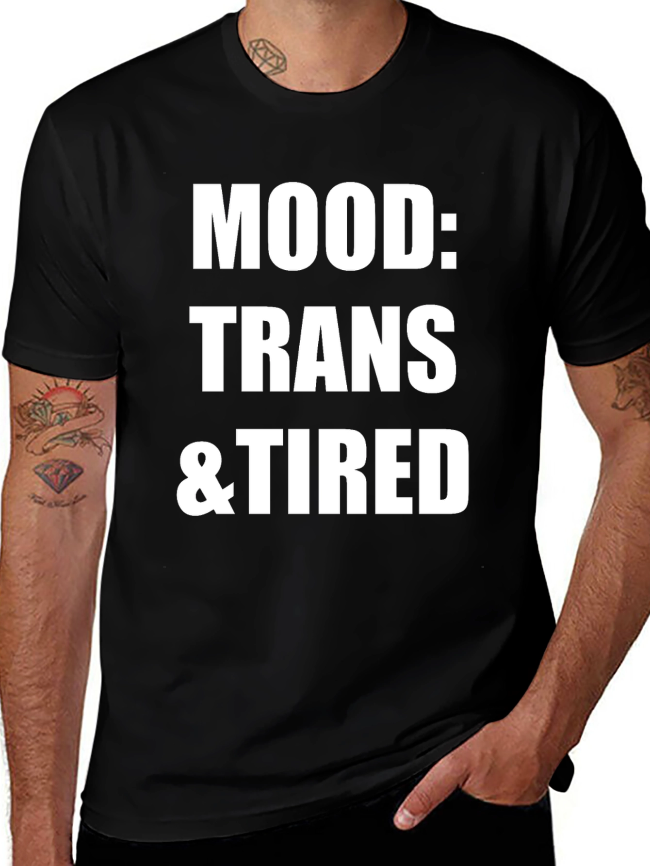 Camiseta Negra: Mood Trans & Tired