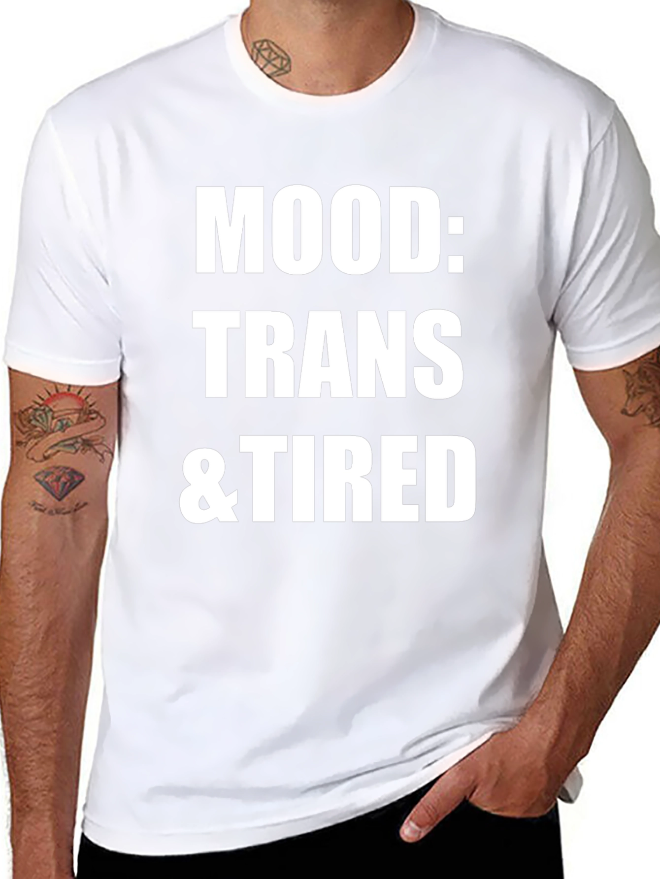 Camiseta Negra: Mood Trans & Tired