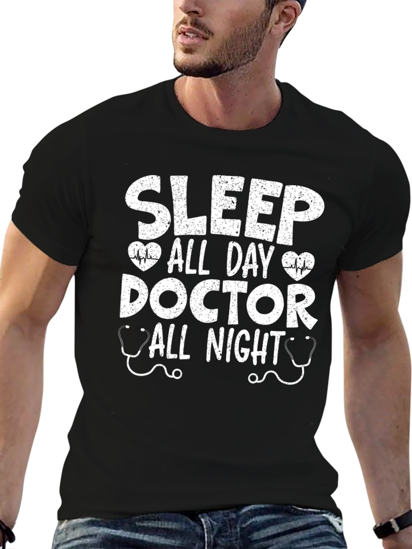 Camiseta Negra Doctor: Dormir Todo el Día