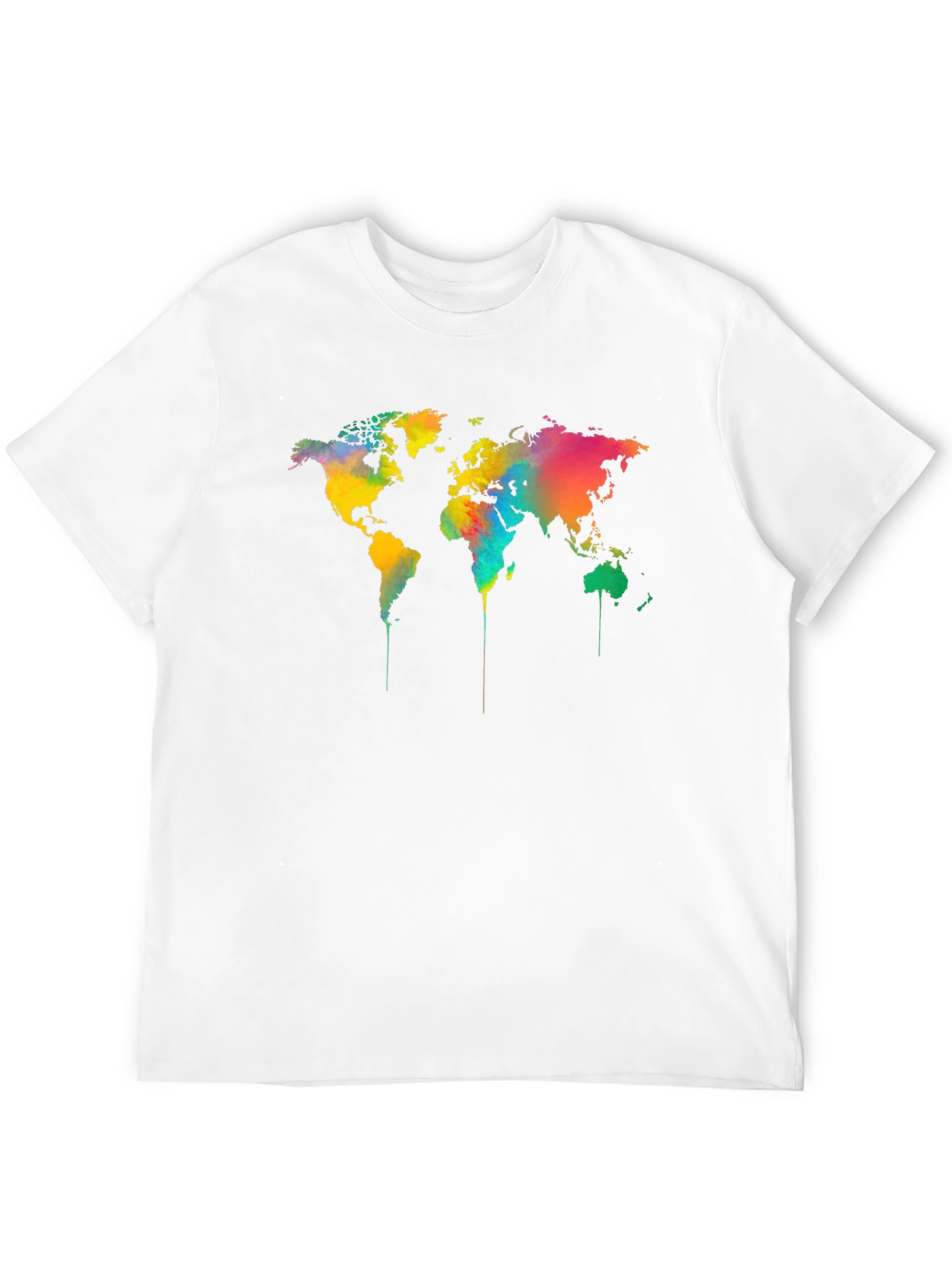 Camiseta Negra Mapa Mundial Acuarela