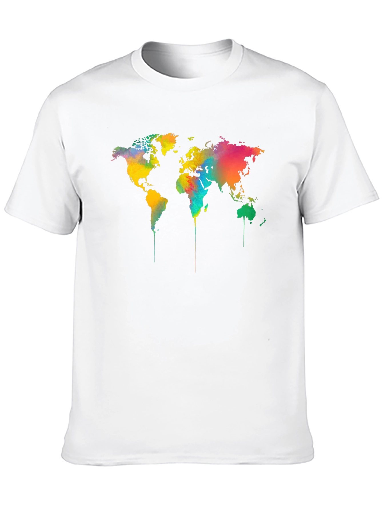 Camiseta Negra Mapa Mundial Acuarela