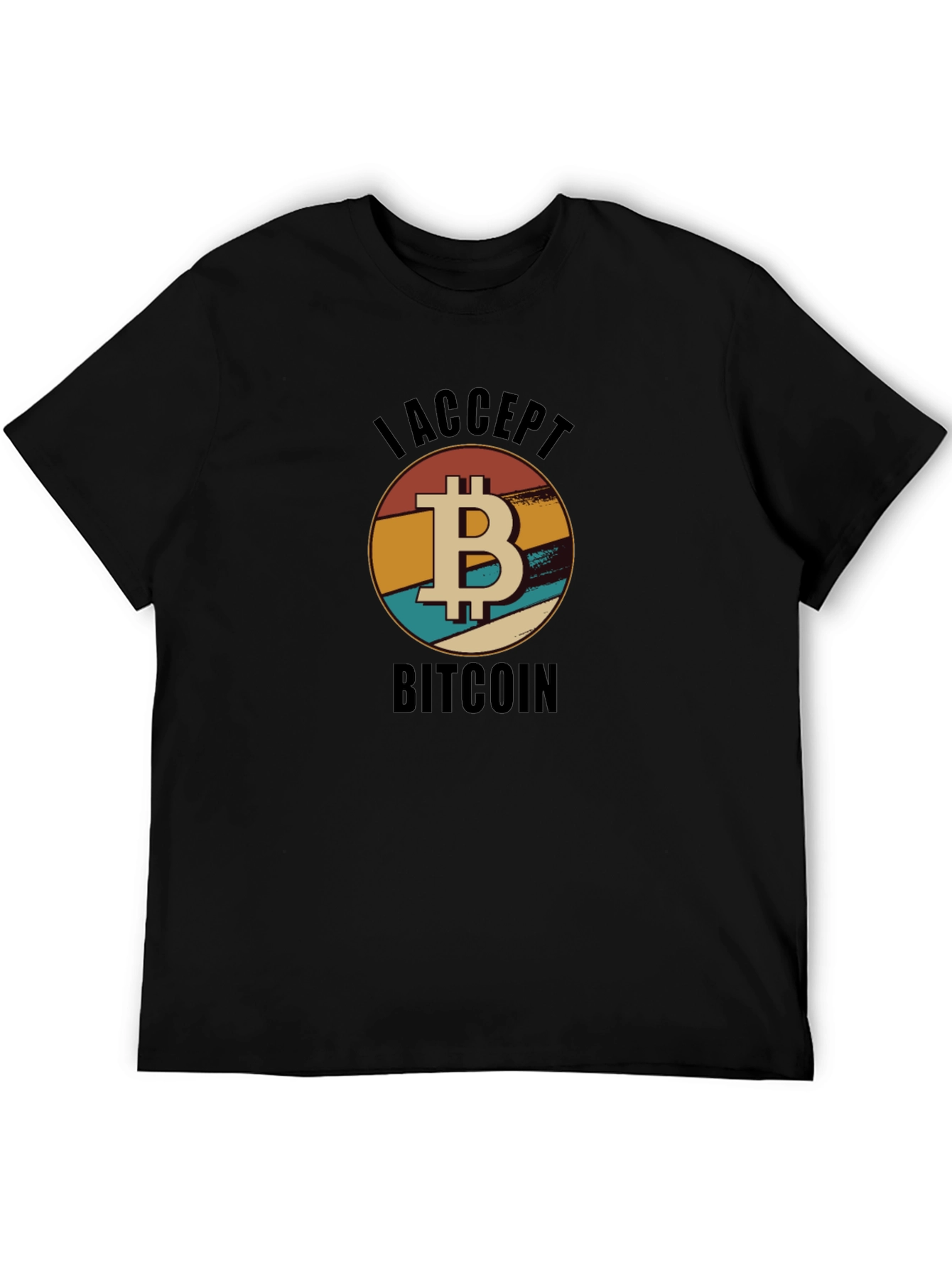 Camiseta Hombre Acepto Bitcoin Diseño Retro