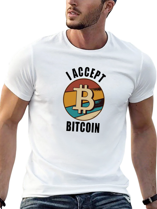Camiseta Hombre Acepto Bitcoin Diseño Retro