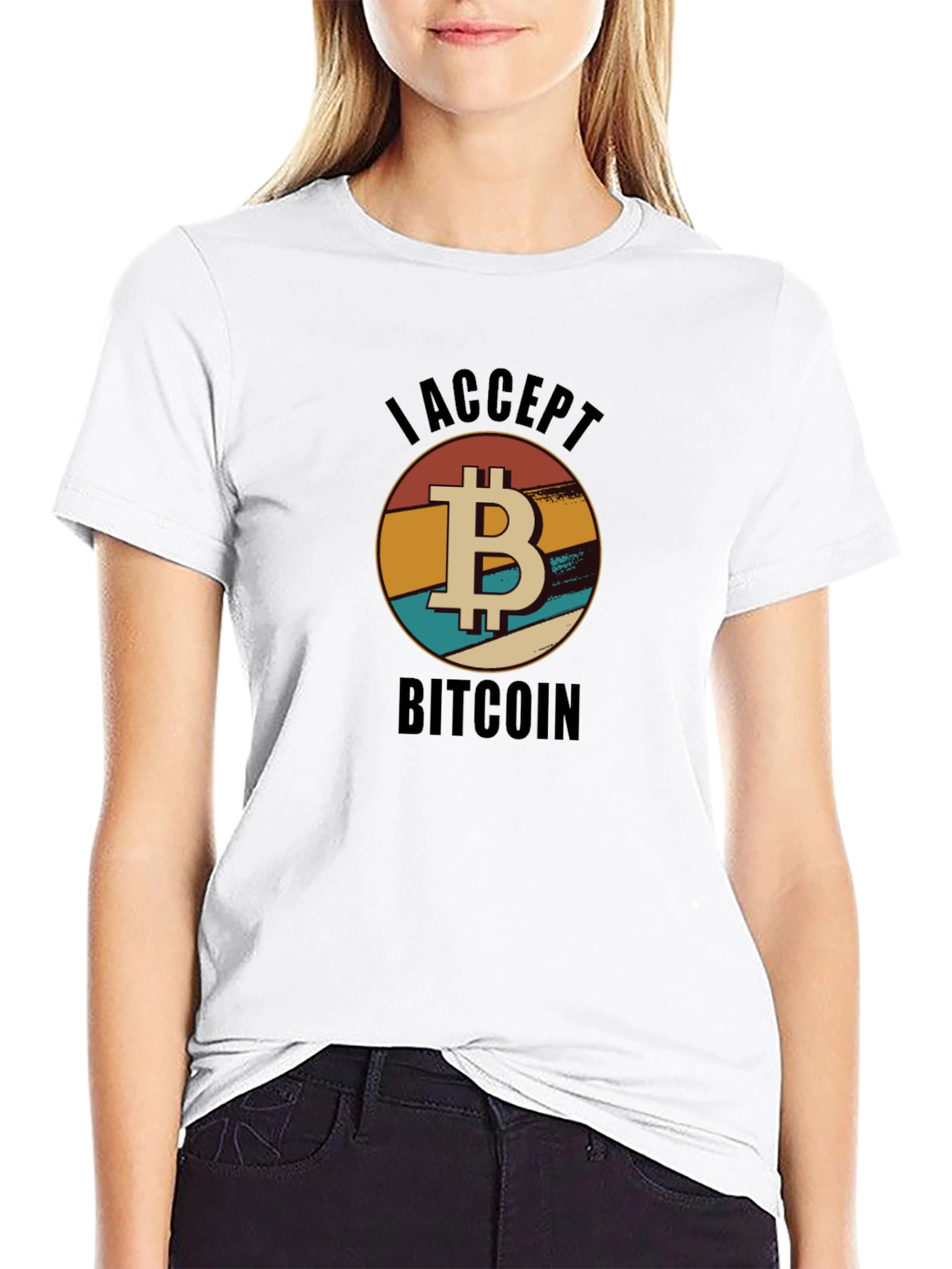 Camiseta Hombre Acepto Bitcoin Diseño Retro